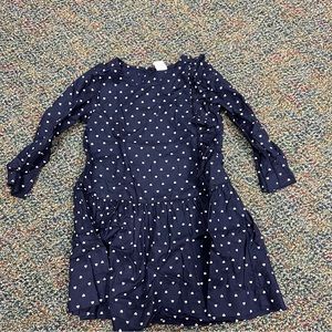 3T dark blue gap log sleeve dress hearts ruffle baby gap